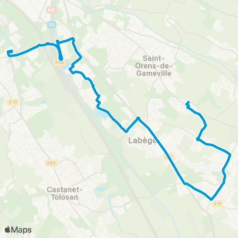 Tisséo Ramonville / Labège Couder ou St-Orens Lycée map