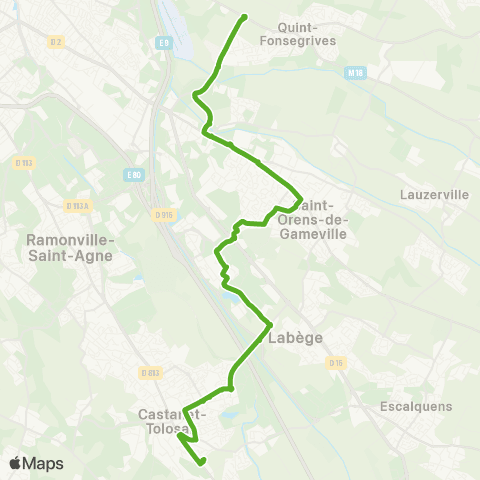 Tisséo Balma Ribaute / Castanet-Tolosan map