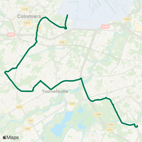 Tisséo Basso Cambo / Colomiers Airbus map