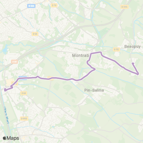 Tisséo Balma - Gramont / Mondouzil ZA Les Landes map