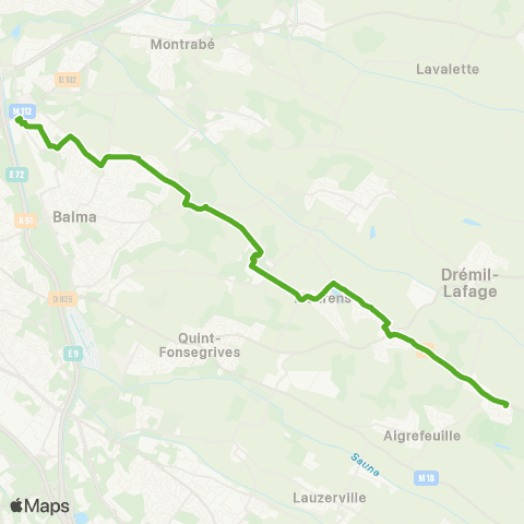 Tisséo Balma - Gramont / Drémil Le Colombier map