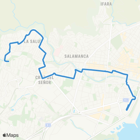 TITSA Intercambiador Barrio Salud Cuesta Piedra Nocturna map