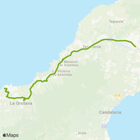 TITSA Santa Cruz Puerto de la Cruz por Tacoronte map