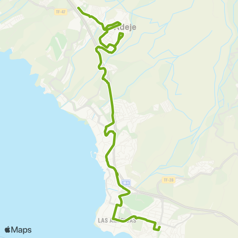TITSA Los Cristianos Costa Adeje el Cerco Adeje las Torres map