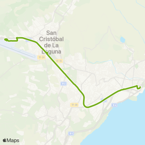TITSA Santa Cruz - la Laguna - Aeropuerto Norte map