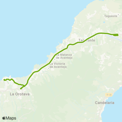 TITSA Puerto de la Cruz Aeropuerto Norte map