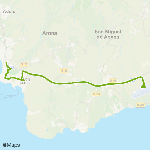 TITSA Estación Costa Adeje los Cristianos Aeropuerto Sur map