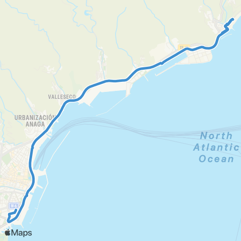 TITSA Intercambiador San Andrés Nocturna map