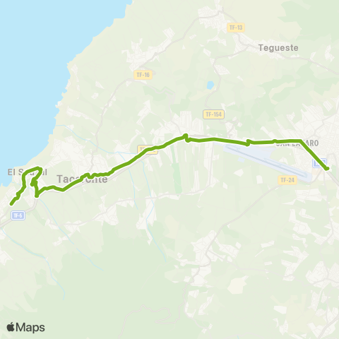 TITSA La Laguna - el Sauzal - por Zona Centro de Tacoronte map