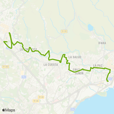 TITSA Santa Cruz - la Laguna por Barrio la Salud y Finca España map