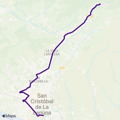 TITSA Intercambiador Laguna las Mercedes por las Canteras map