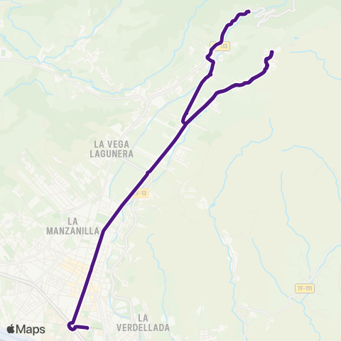 TITSA Intercambiador Laguna el Camino Cruz de los Álamos las Mercedes map