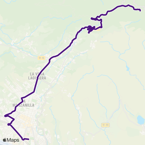 TITSA Intercambiador Laguna Cruz del Carmen por las Mercedes map