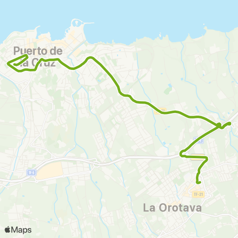 TITSA Puerto de la Cruz Orotava Aguamansa map