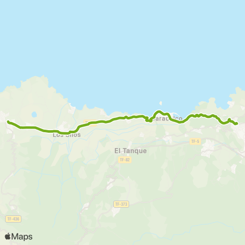 TITSA Puerto de la Cruz Buenavista por Icod de los Vinos map