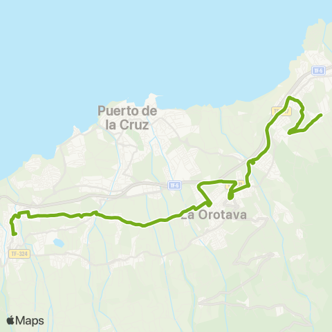TITSA La Corujera Tigaiga por la Orotava map