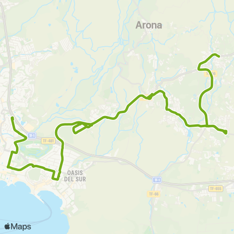 TITSA Estación Costa Adeje Valle San Lorenzo map