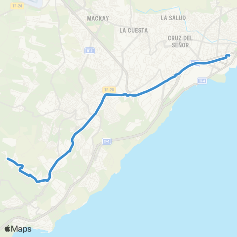 TITSA Taco Barranco Grande Cruce Santa María el Tablero map