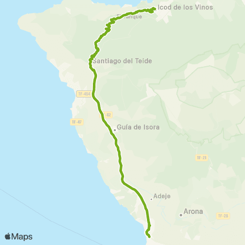 TITSA Icod de los Vinos Estación Costa Adeje map