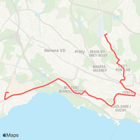tl - Transports publics lausannois Lausanne, Maladière - Lausanne, Blécherette map