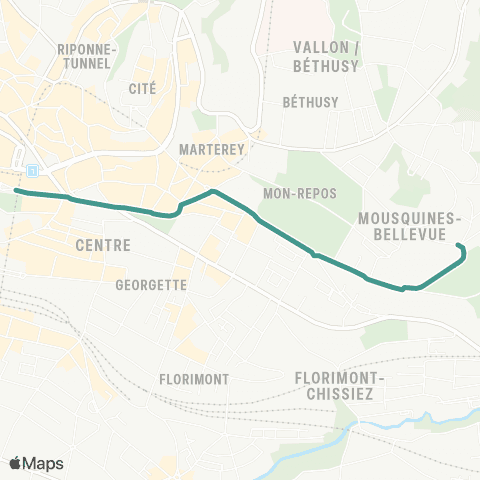 tl - Transports publics lausannois Lausanne, Montbenon - Lausanne, Verdeil map