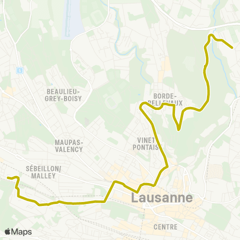 tl - Transports publics lausannois Lausanne, Provence nord - Lausanne, Grand Vennes map