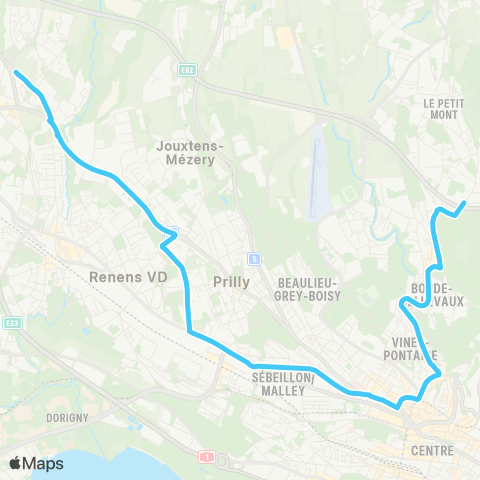 tl - Transports publics lausannois Lausanne, Clochatte - Crissier, Timonet map