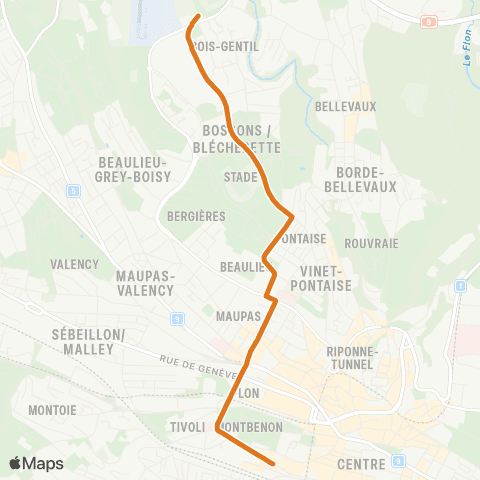 tl - Transports publics lausannois Lausanne, gare - Lausanne, Blécherette map