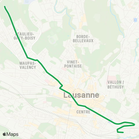 tl - Transports publics lausannois Lausanne, Faverges - Prilly, Coudraie map