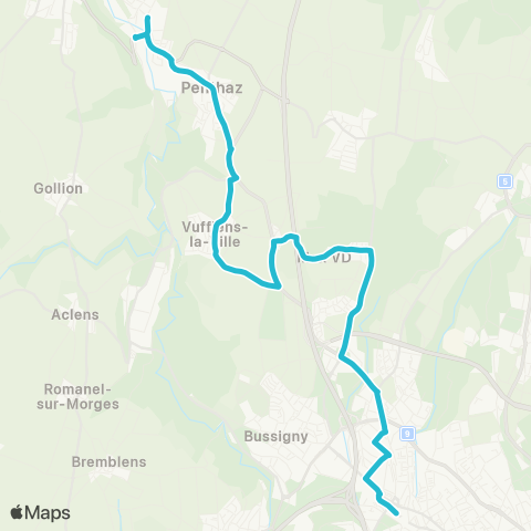 tl - Transports publics lausannois Renens VD, gare - Cossonay-Penthalaz, gare map