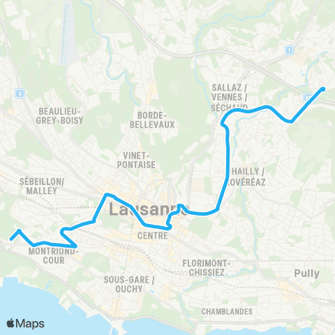 tl - Transports publics lausannois Lausanne, Maladière - Lausanne, Praz-Séchaud map