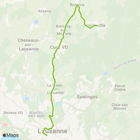 tl - Transports publics lausannois Lausanne, Riponne-M. Béjart - Froideville, Laiterie map