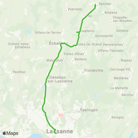 tl - Transports publics lausannois Bus de remplacement map