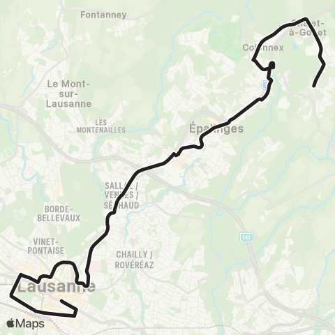 tl - Transports publics lausannois Lausanne, St-François - Lausanne, Vers-chez-les-Blanc map