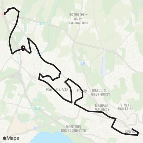 tl - Transports publics lausannois Lausanne, St-François - Villars-Ste-Croix, En Coulaye map