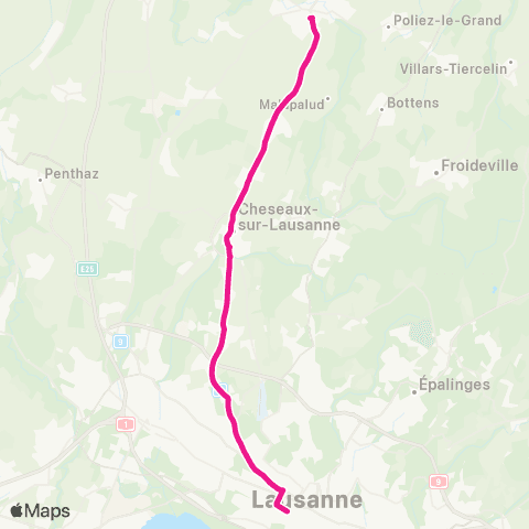 tl - Transports publics lausannois Lausanne, gare - Cheseaux-sur-L., gare map