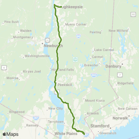 The Leprechaun Connection White Plains-Poughkeepsie map