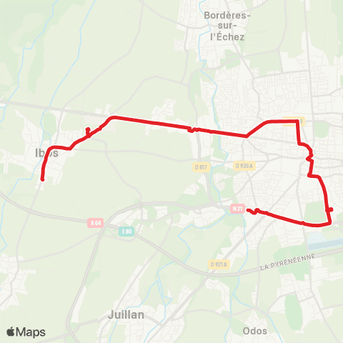 TLP Mobilités Hôpital Ibos map