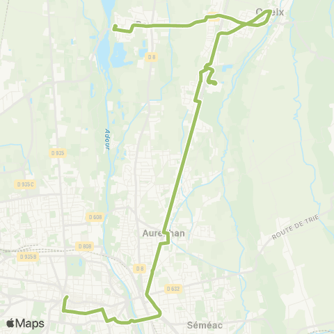 TLP Mobilités Bours / Orleix Verdun map