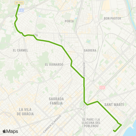 TMB Nova Icària / Horta map