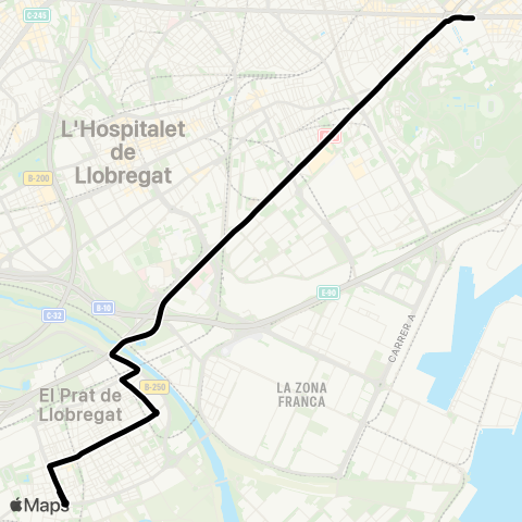 TMB Prat XPRES (Pl. Espanya - Av. Remolar) map