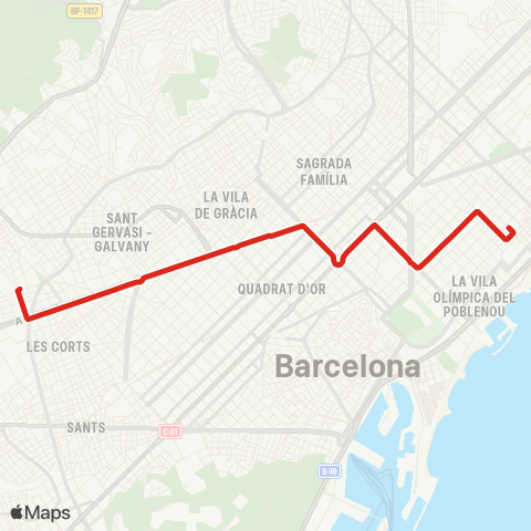 TMB Pg. Manuel Girona / Poblenou map