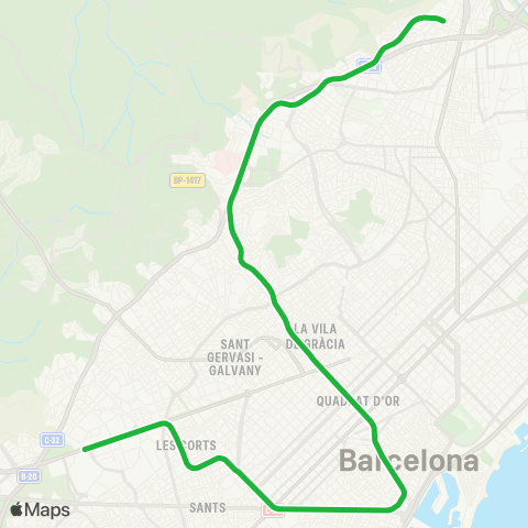 TMB Zona Universitària - Trinitat Nova map