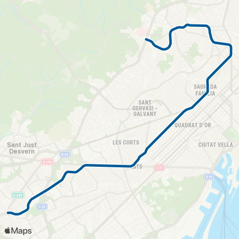 TMB Cornellà Centre - Vall d'Hebron map