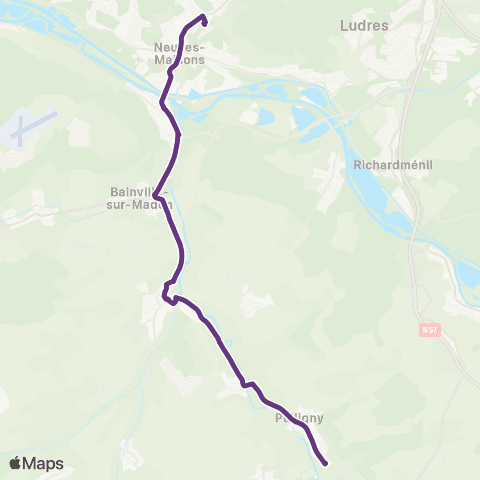 T'MM Ligne E scolaire - Pulligny - Neuves-Maisons map