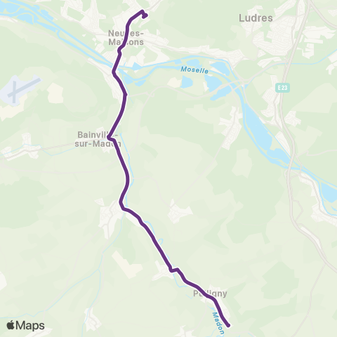 T'MM Ligne E scolaire - Pulligny - Neuves-Maisons map