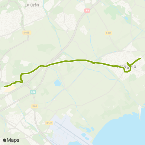 Transp'Or Mauguio ↔︎ Montpellier map