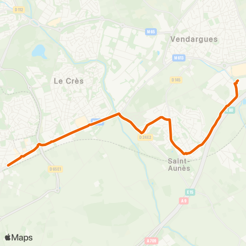 Transp'Or Saint-Aunès ↔︎ Castelnau-le-Lez map