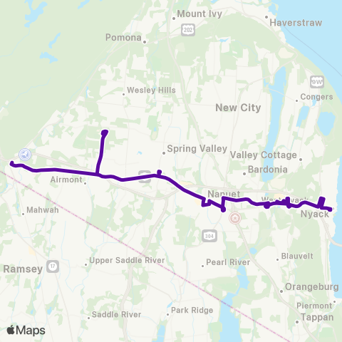 Transport of Rockland Nyack - Suffern map