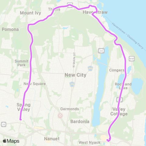 Transport of Rockland Nyack - Spring Valley map